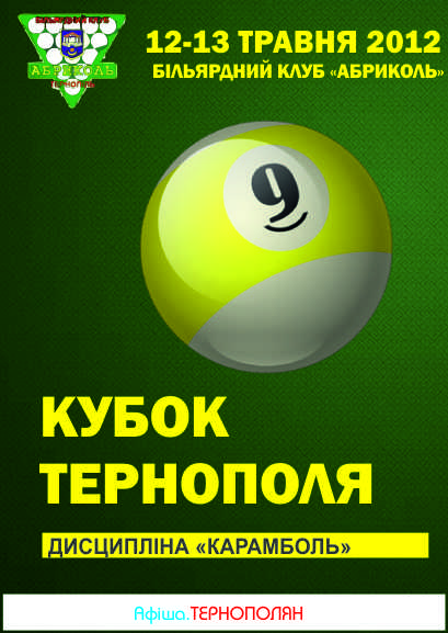 Кубок  м. Тернополя та області з більярдного спорту , дисципліна "Карамболь"